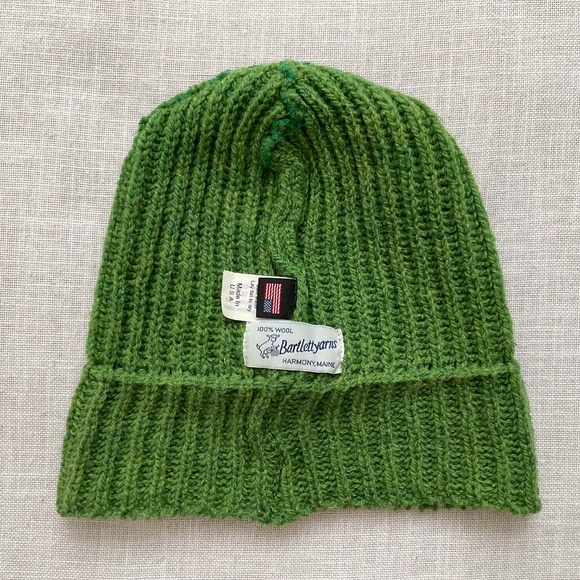 Bartlettyarns Since 1821 Wool Green Knit Cuffed Beanie O/S Made in U.S.A. NWOT - Picture 10 of 11